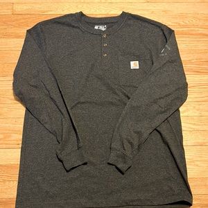 Men’s Carhartt Long sleeve Henley Work shirt. Dark grey. Size Large. Never worn.